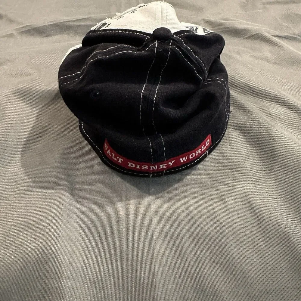 Disney Parks Mickey Mouse Stretch Fit Cap Hat American 1928 Navy Blue Distressed